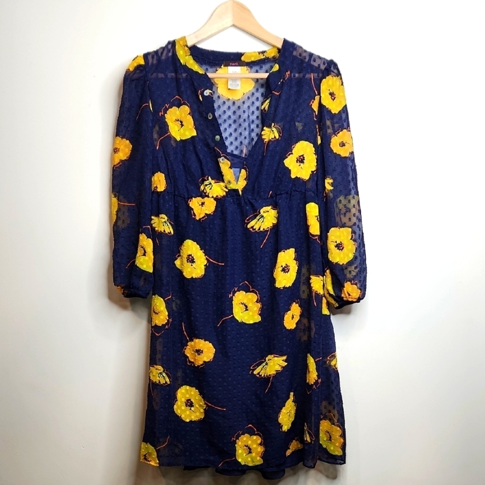 mark. Navy‎ and Yellow Floral Mini Dress